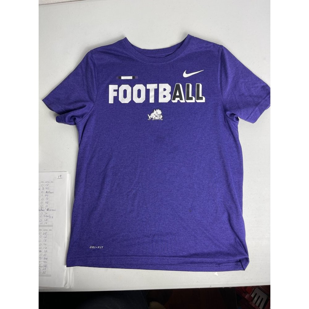 Nike TCU Football Shirt Youth Large Boys Purple Dri-Fit Tee Shirt Short Sleeve - Picture 6 of 6